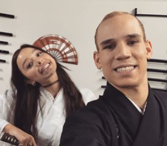 Austin Dash with his girlfriend Sophie Mudd in Japan.